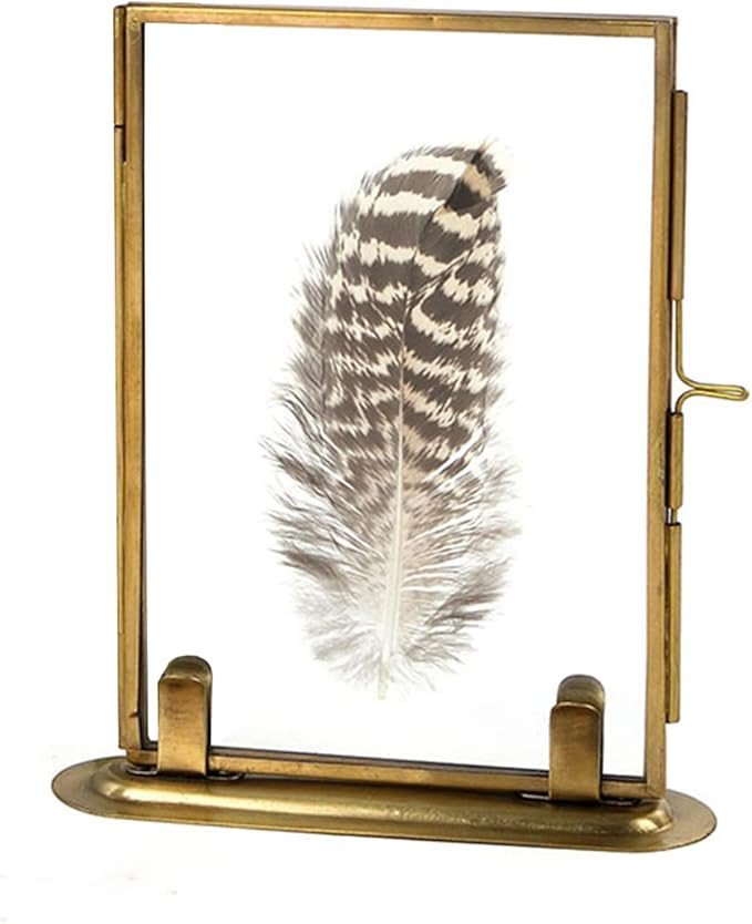 Gold Picture Frames 4x6, Brass Floating Frame Glass Metal w/Stand Base, Photo Display for Home We... | Amazon (US)