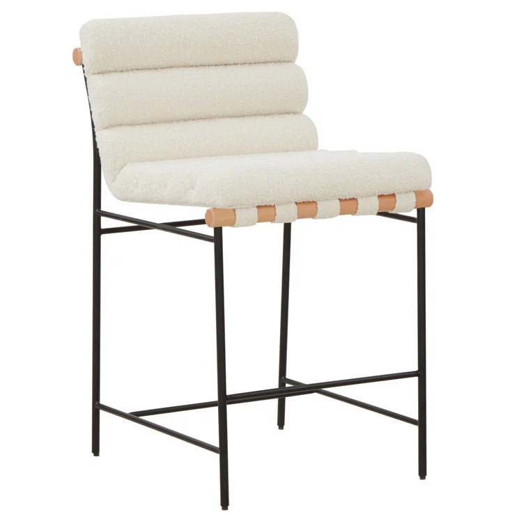 Macibella Channel Tufted Boucle Counter Stool | Wayfair North America