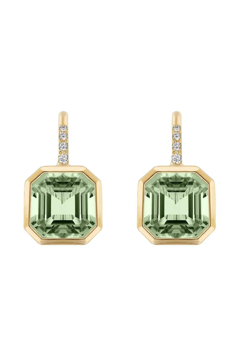 Prasiolite Diamond Asscher Gossip Earrings | GOSHWARA | Marissa Collections