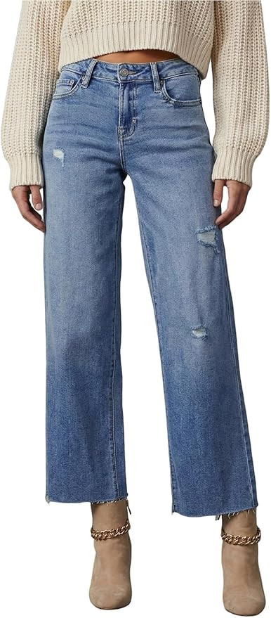 Dokotoo Womens High Waist Baggy Jeans Wide Leg Casual Petite 2026 8 Points Length Stretch Denim P... | Amazon (US)