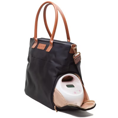 Abby Breast Pump Tote – Real Leather Straps by Sarah Wells – Insulated Pockets, Laptop Storage & Easy-Clean Interior – Black | Target