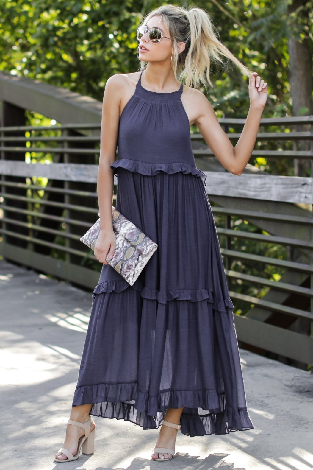 Inspire Chic Navy Blue Maxi Dress | Red Dress 