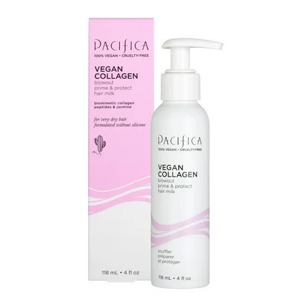 Vegan Collagen Blowout Prime & Protect Hair Milk Styling Cream For Very Dry Hair Seal Split Ends Unruly Tangles Color-Safe Smoothing Silicone Free Vegan | Walmart (US)