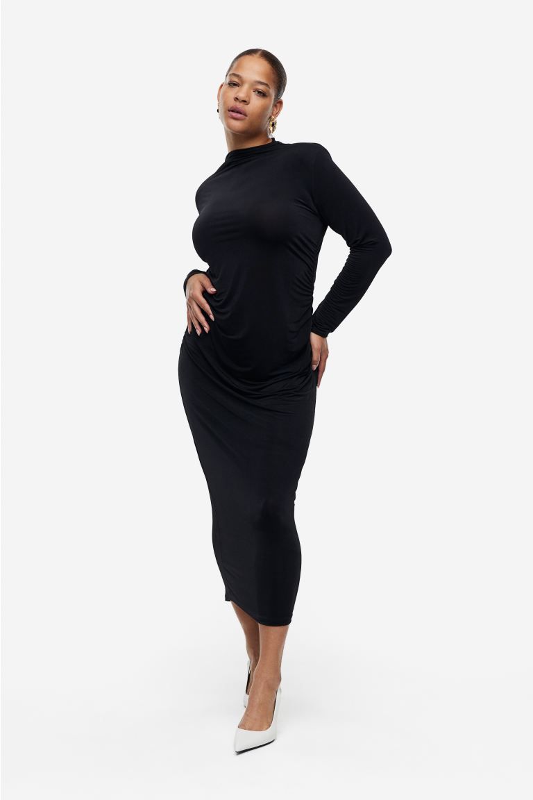 Draped Jersey Dress - Dark beige - Ladies | H&M US | H&M (US + CA)