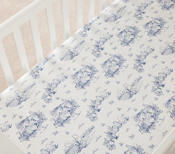 Disney's Winnie the Pooh Organic Toile Crib Fitted Sheet | Pottery Barn Kids