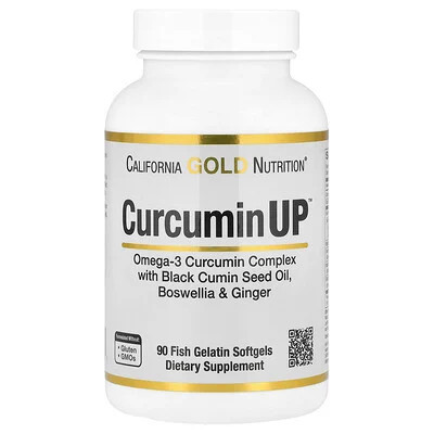 California Gold Nutrition, CurcuminUP™ with Omega-3 Curcumin Complex, Black Cumin Seed Oil, Boswellia and Ginger, 90 Fish Gelatin Softgels | iHerb