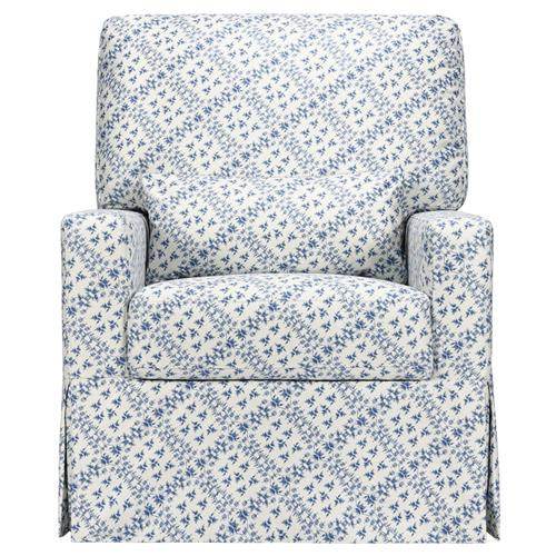 Namesake Crawford Sarah Flint Blue Lattice Eco Performance Swivel Glider | Kathy Kuo Home