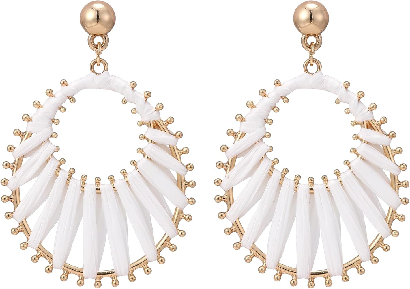 Viva Joya Boho Raffia Style Teardrop Earrings for Women, Large Statement Drop Dangle Earrings for... | Amazon (US)