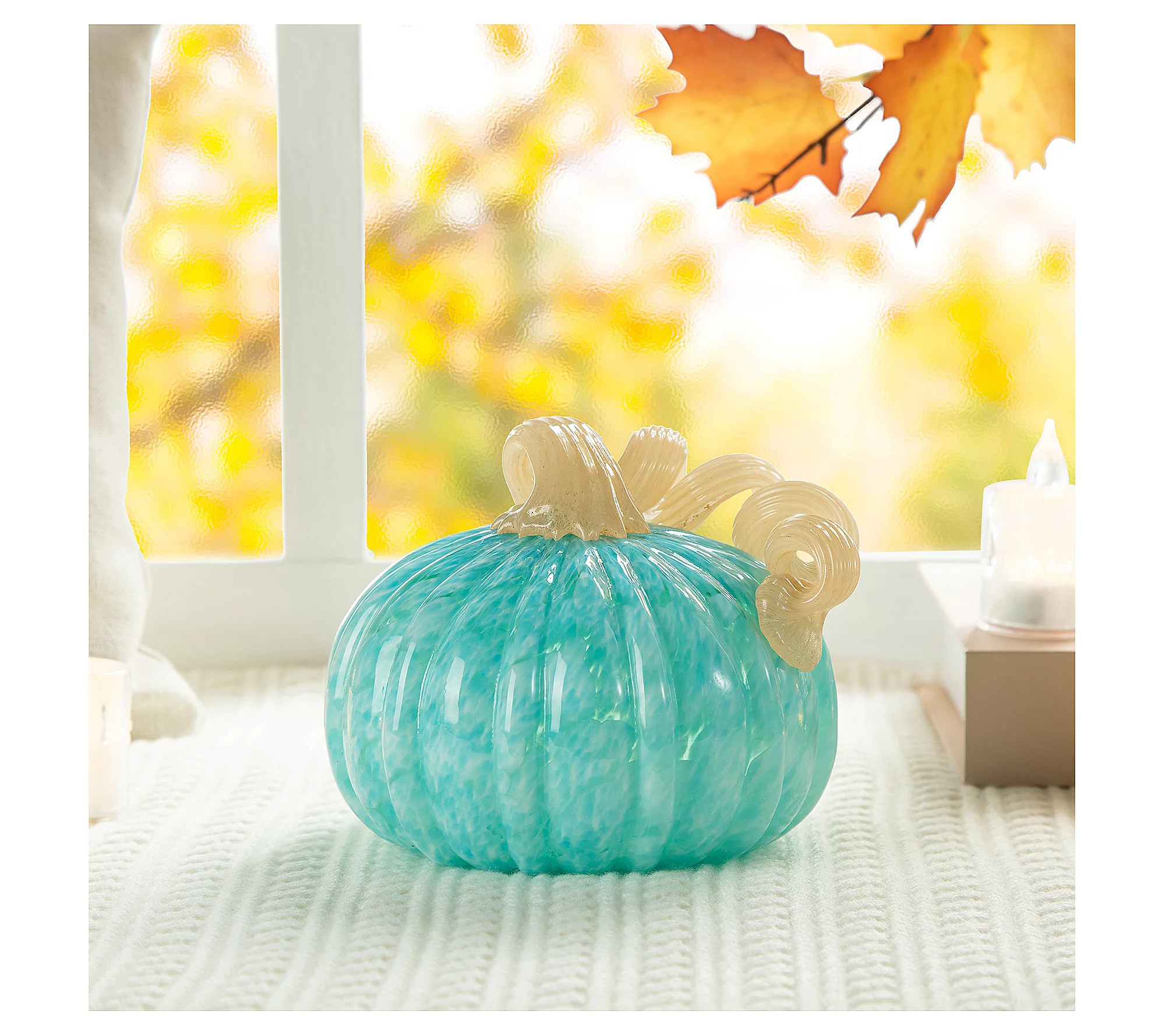 Glitzhome 6"D Fall Colorful Dots Round Glass Pumpkin | QVC