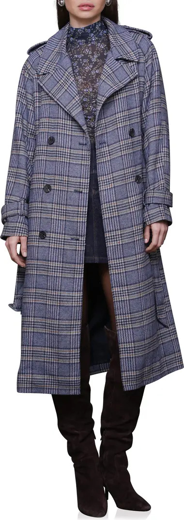 Avec Les Filles Plaid Herringbone Double Breasted Trench Coat | Nordstrom | Nordstrom