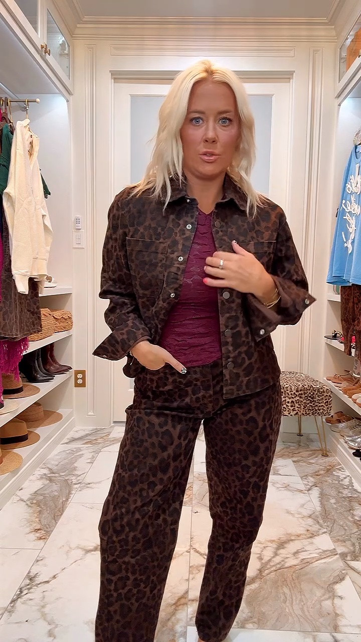 Leopard jacket and jeans for fall
Everything is true to size