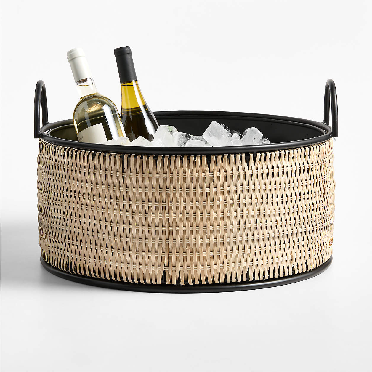 Tamarind Black Rim Wicker Beverage Tub | Crate & Barrel | Crate & Barrel