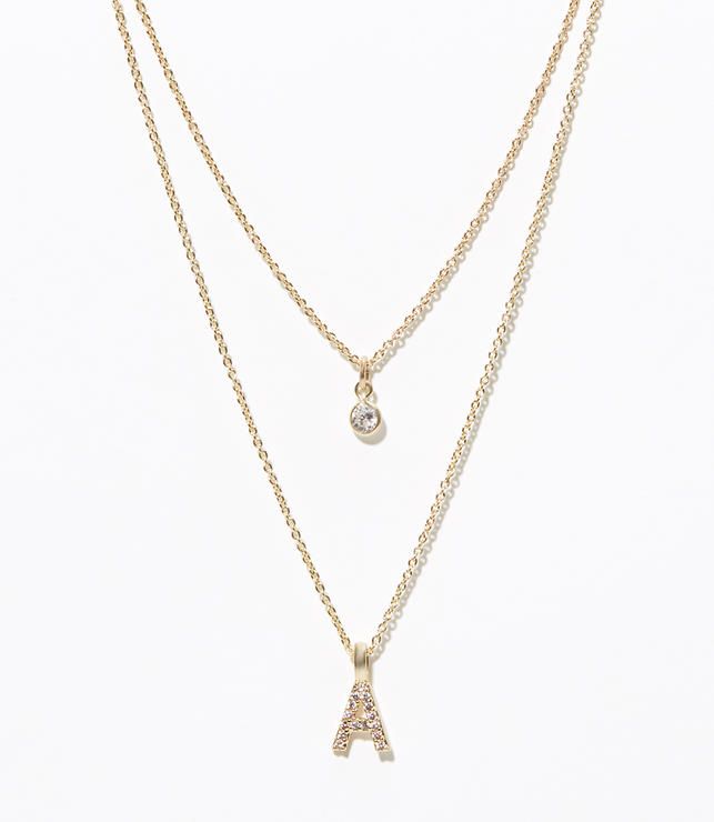 Layered Pave Initial Necklace | LOFT