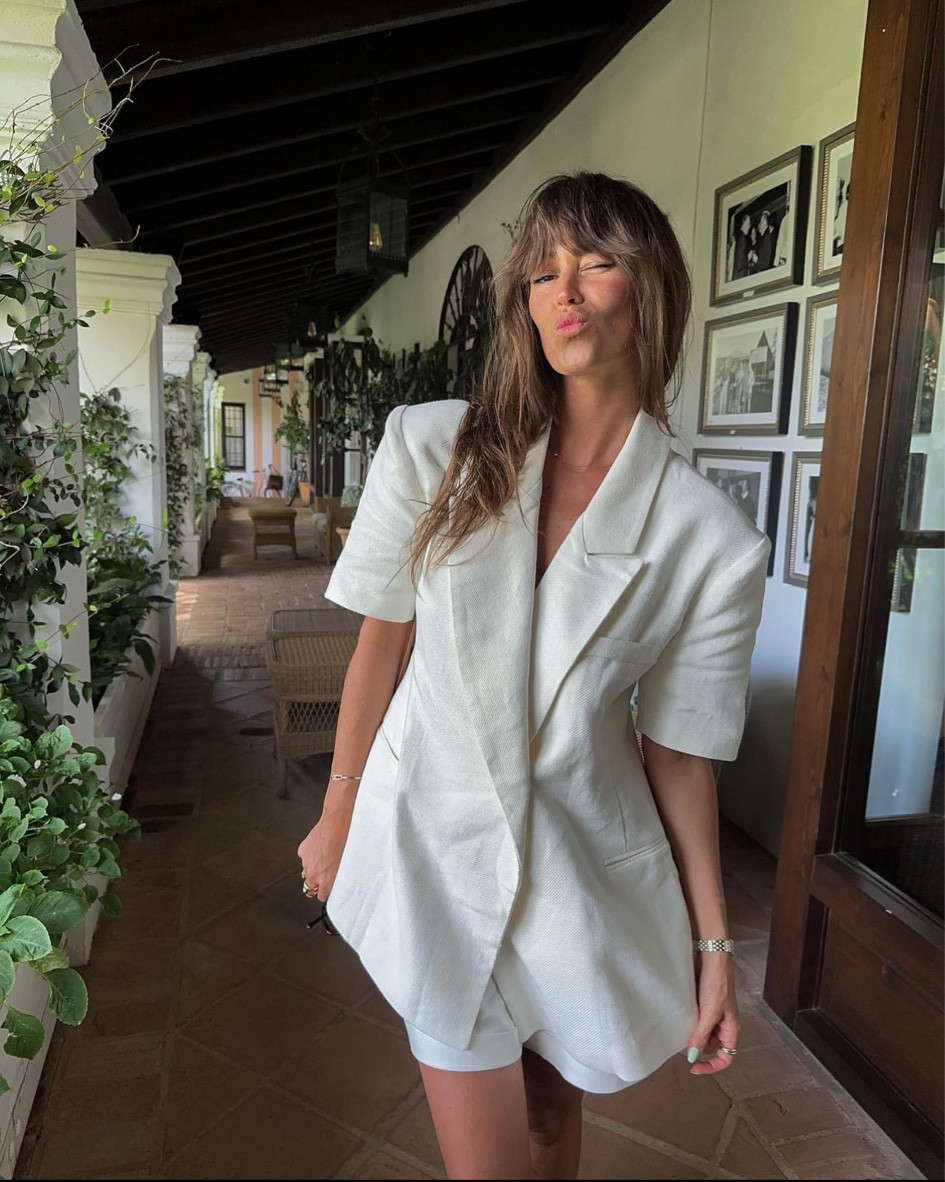 veste blazer écru, veste manches courtes, veste en lin blanche, veste longue écrue 

#LTKstyletip #LTKFind