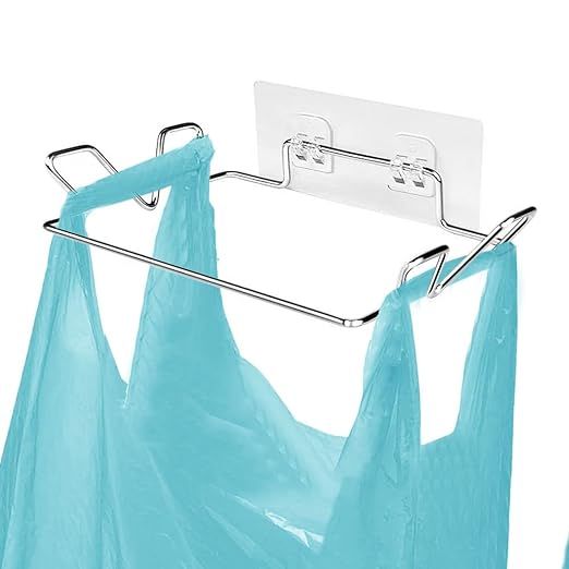 Trash Bag Holder for Cupboards Kitchen Cabinet Door, Stainless Steel Portable Garbage Bins (with ... | Amazon (US)
