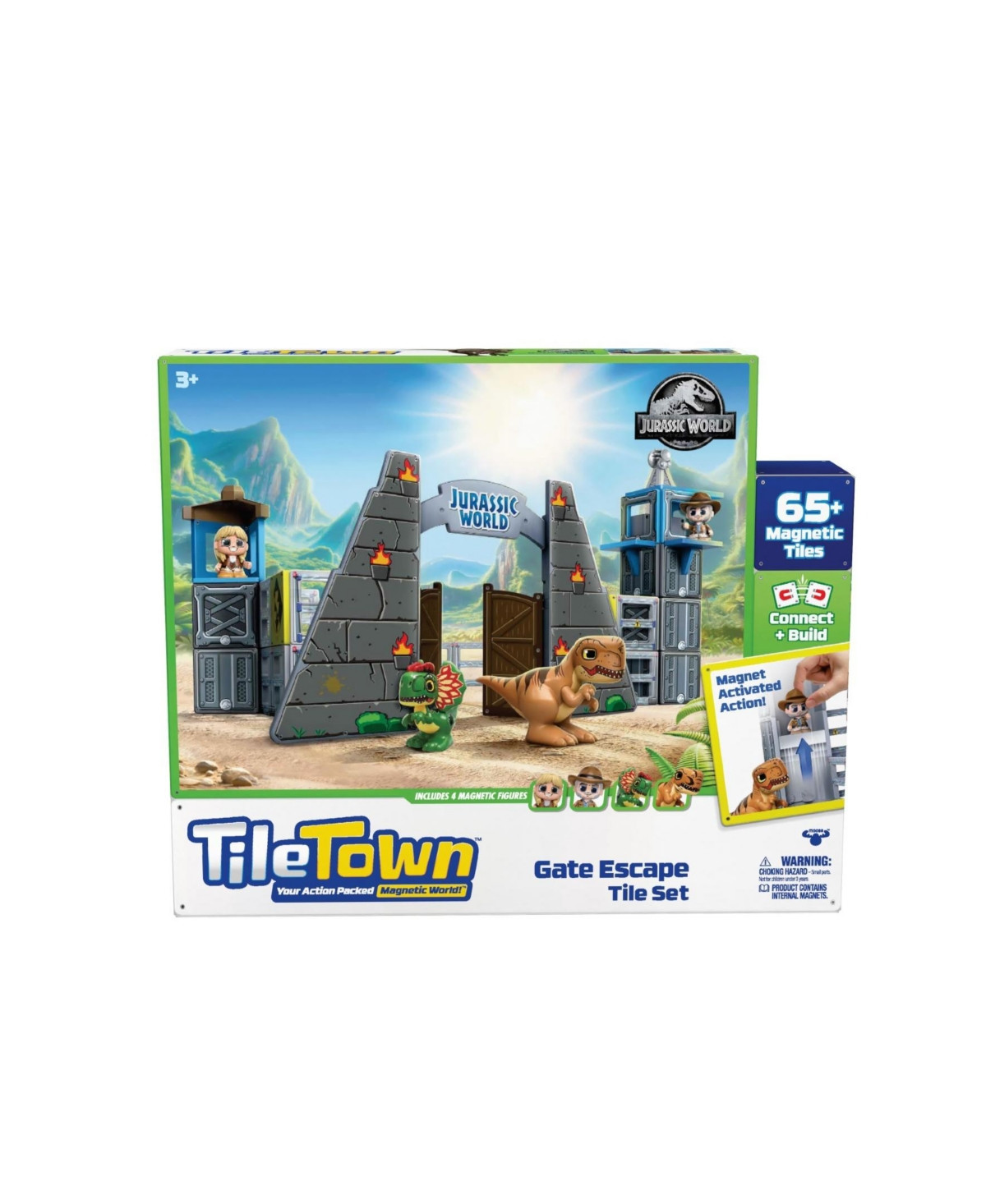 Tile Town Jurassic World Dino Escape Magnetic Tiles Playset, 69 Piece - Multi | Macy's