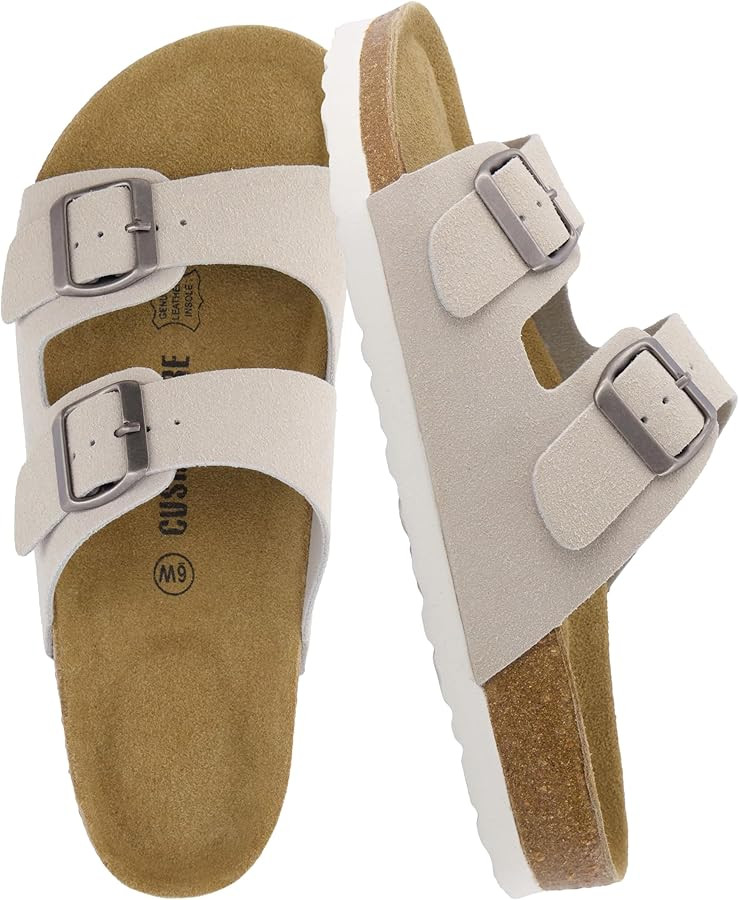 CUSHIONAIRE Lane Cork Footbed Sandals for Women – Comfortable Double Buckle Slip-On with Genuin... | Amazon (US)