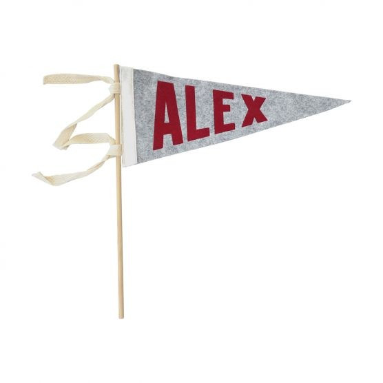 The Letterman Co. Personalized Name Pennant with Stick – Grey | The Tot