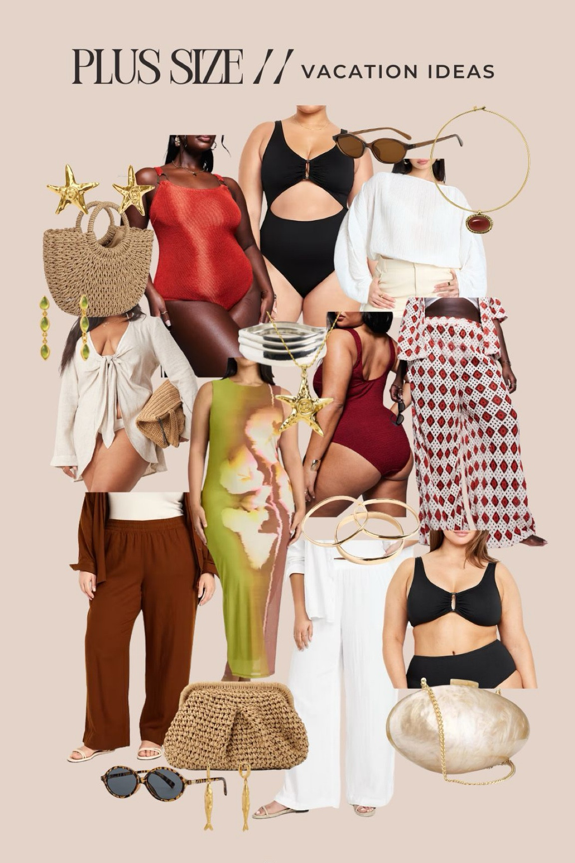 Plus size vacation outfit inspo!🐚 When I plan a trip I pick pieces within a similar colour pallet, that way the ability to mix and match will be better.

Jewellery and accessories are En Route and Amazon 

Travel, beach, resort outfit ideas, midsize, curvy

#LTKplussize #LTKswimwear #LTKmidsize