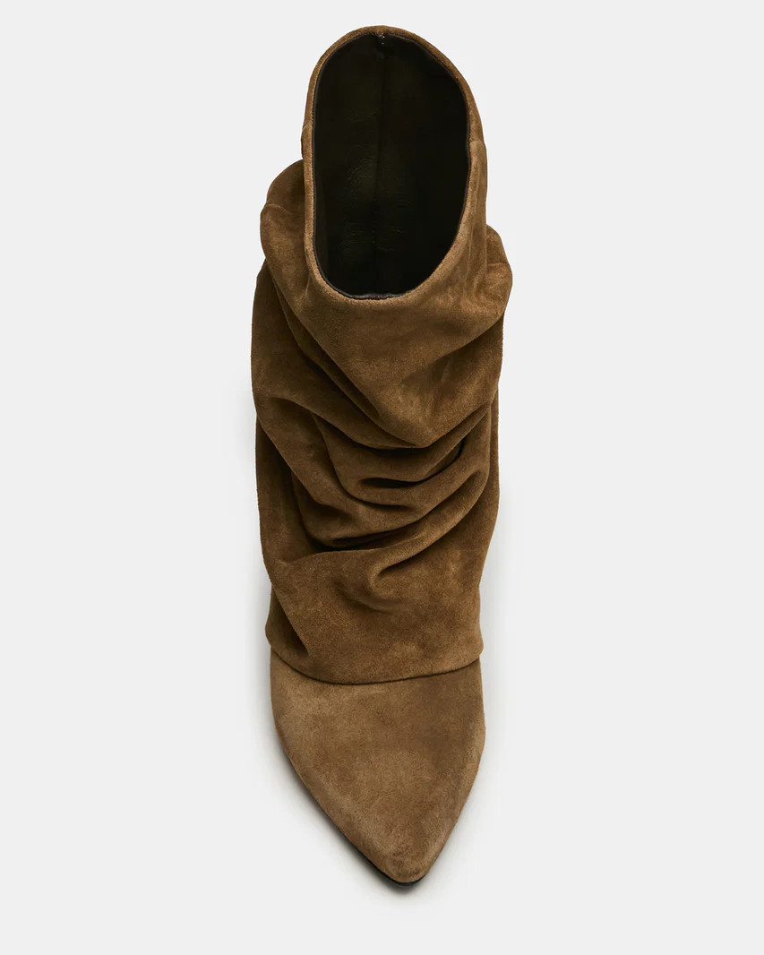 LEXEN Taupe Suede Pointed-Toe Fold-Over Scrunched Women's Ankle Boot | Steve Madden (US)