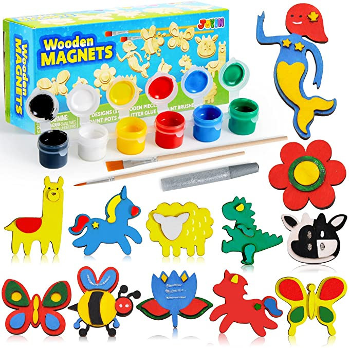 JOYIN Wooden Magnets, Spring Arts & Crafts for Boys and Girls Ages 4+, Childrens Painting Craft A... | Amazon (US)