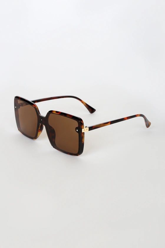 Sunny Outing Brown Tortoise Oversized Square Sunglasses | Lulus (US)
