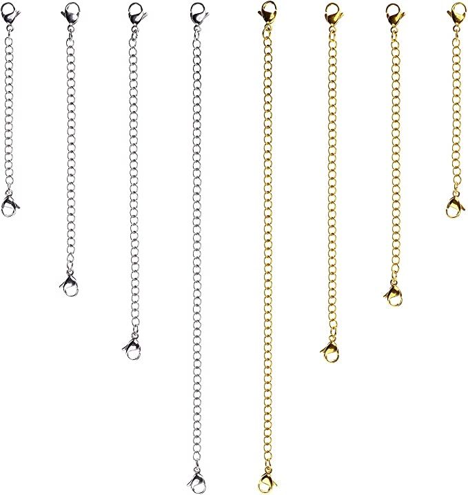 D-buy 8 Pcs Stainless Steel Necklace Extender Bracelet Extender Extender Chain Set 4 Different Le... | Amazon (US)