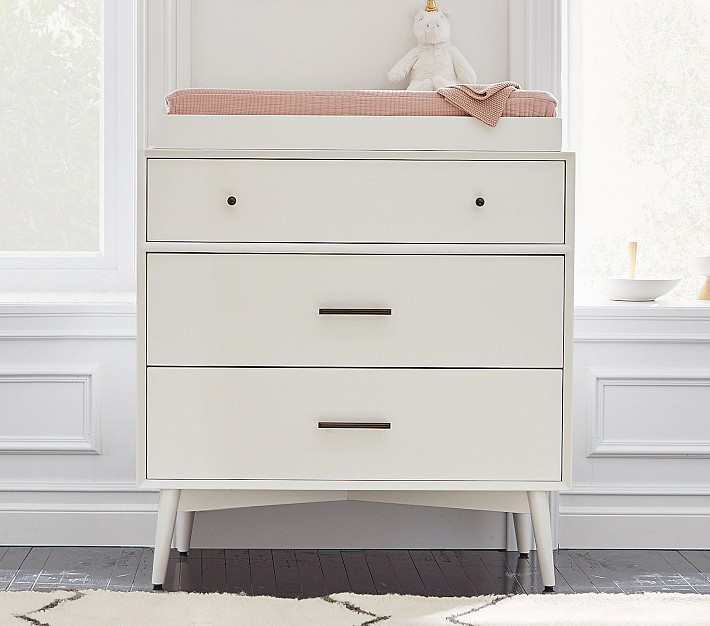 west elm x pbk Mid-Century 3-Drawer Changing Table | Pottery Barn Kids