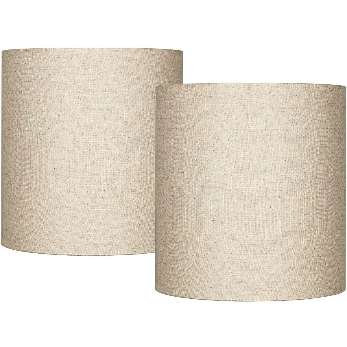 Springcrest Set of 2 Tall Drum Lamp Shades Oatmeal Medium 14" Top x 14" Bottom x 15" High Spider ... | Target