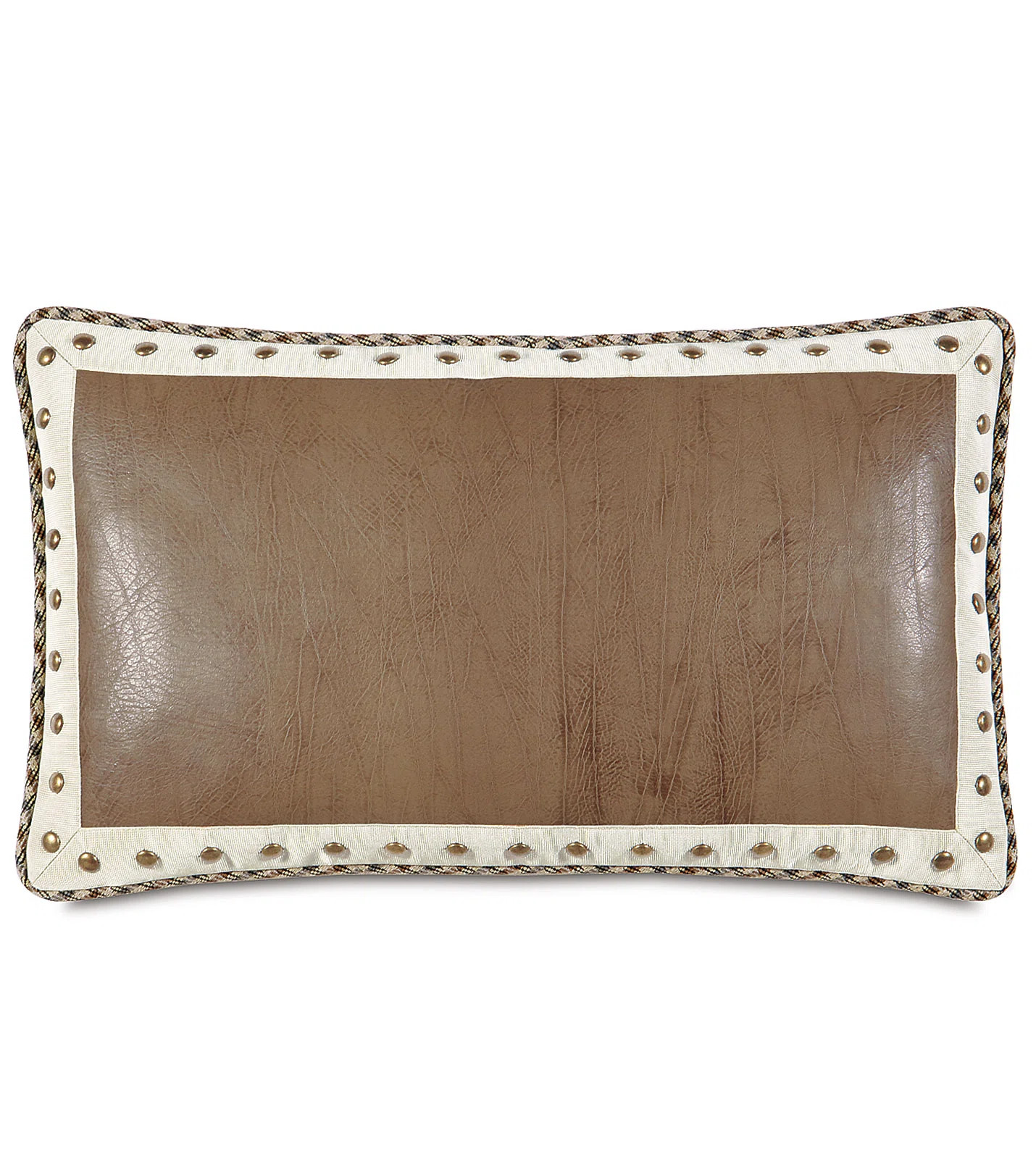 Aiden Dorian Saddle Border Faux Leather Pillow Cover & Insert | Perigold