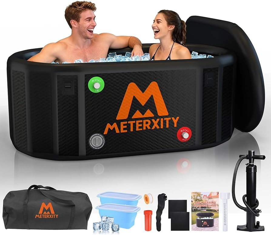XXL Ice Bath Tub, Inflatable Cold Tub with Lid, Portable Oval Ice Plunge Tub, Water Chiller Compa... | Amazon (US)