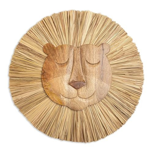 Crane Baby Handmade Wood Animal Safari Wall Art for Nursery Decor, Boho Jungle Theme, for Boys and Girls Lion 21L X 21W Brown | Amazon (US)