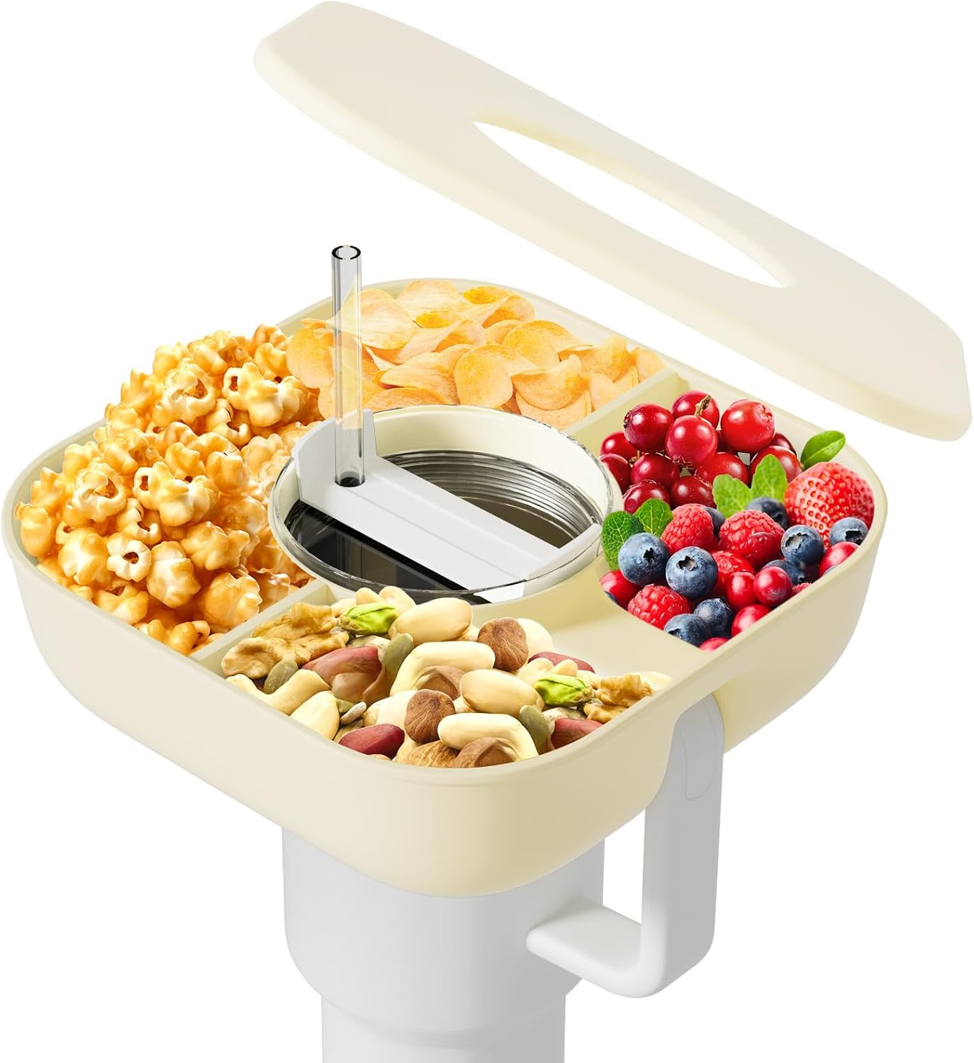 Flumy Snack Bowl with Lid for Stanley Cup 40 oz Tumbler with Handle, Reusable Snack Tray for Stan... | Amazon (US)