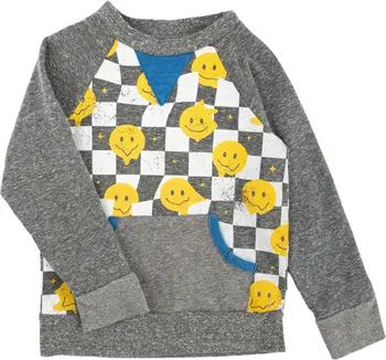 Miki Miette Kids' Benji Smiley Check Graphic Sweatshirt | Nordstrom | Nordstrom
