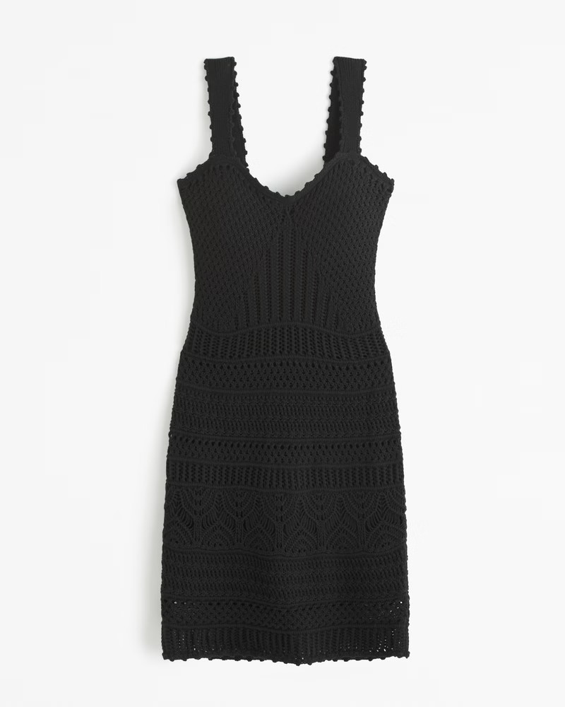Abercrombie & Fitch Women's Crochet-Style Mini Dress in Black - Size L TALL | Abercrombie & Fitch (US)