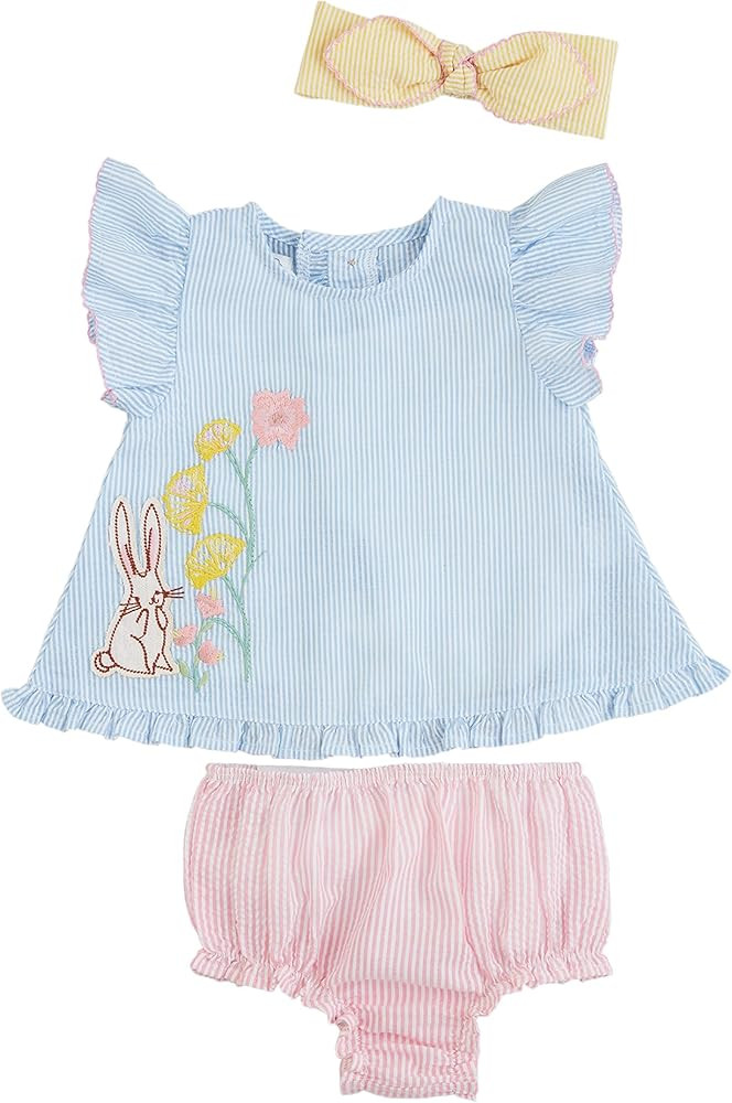 Mud Pie Baby Floral Bunny Pinafore Set, 3-6M | Amazon (US)