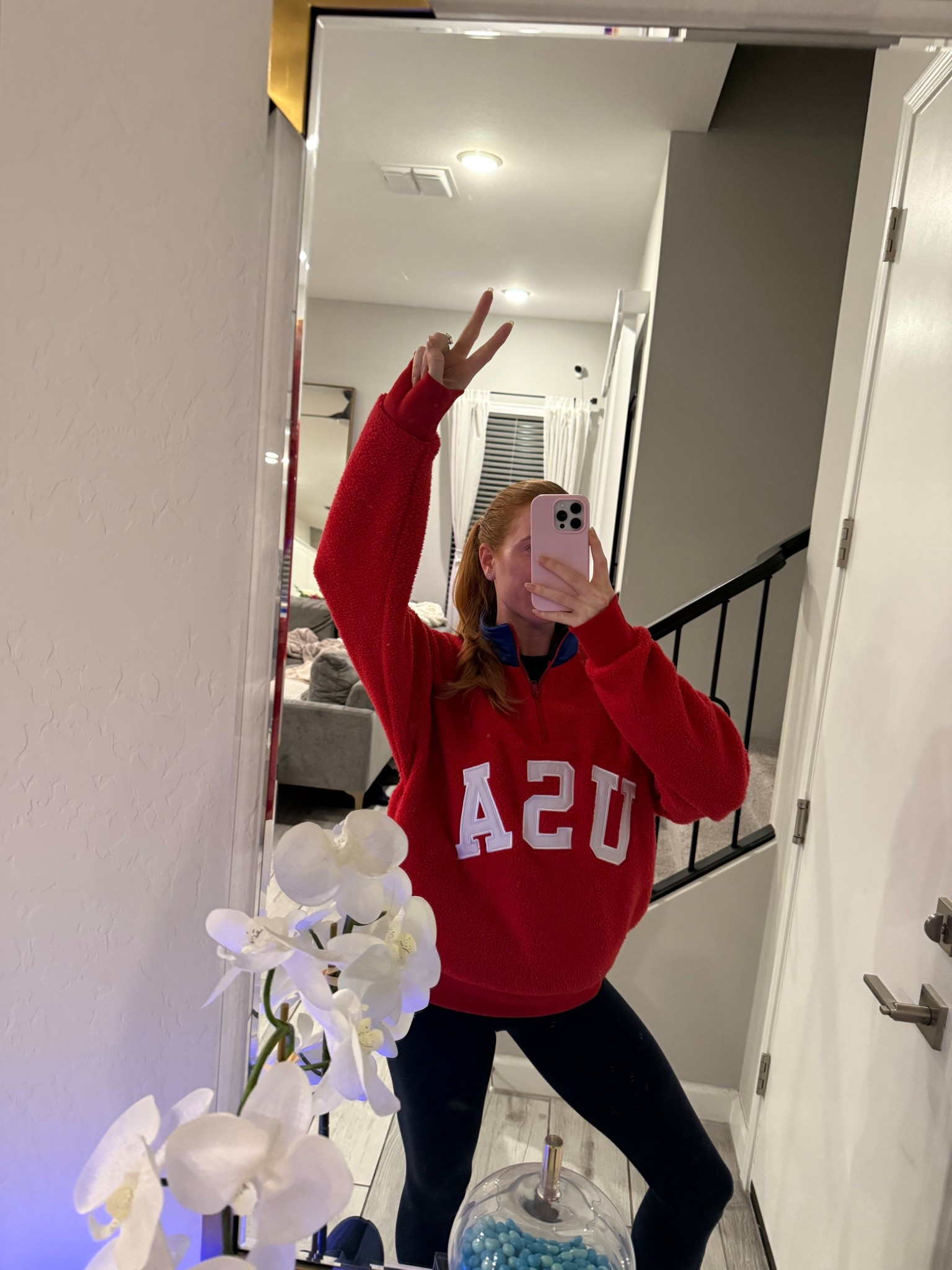 Team USA sweater 🇺🇸 

#ralphlauren #teamusa #olympics #red #fleecesweater 

#LTKdayinmylife #LTKootd #LTKOver40