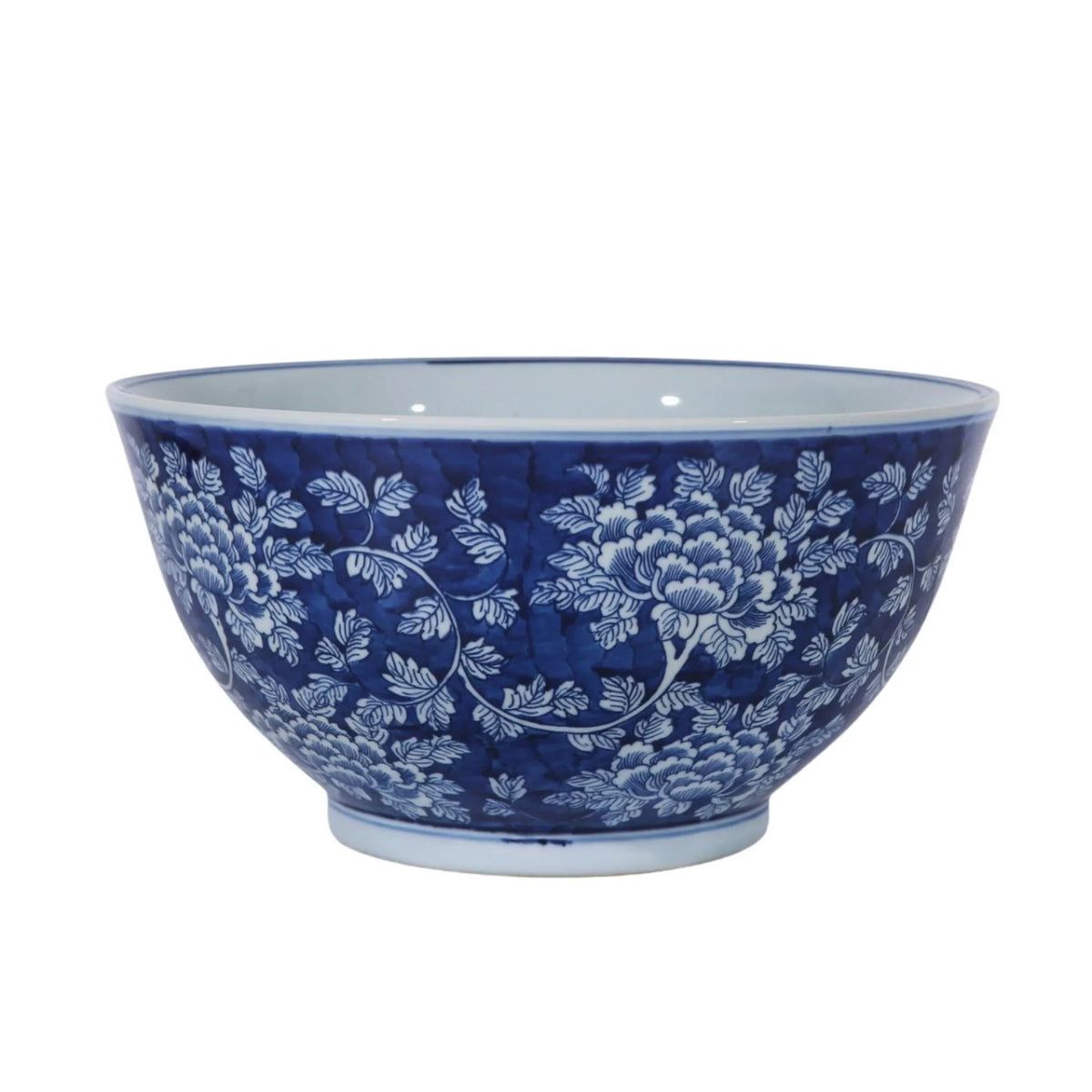 Blue and White Peony Floral Porcelain Bowl | The Well Appointed House, LLC