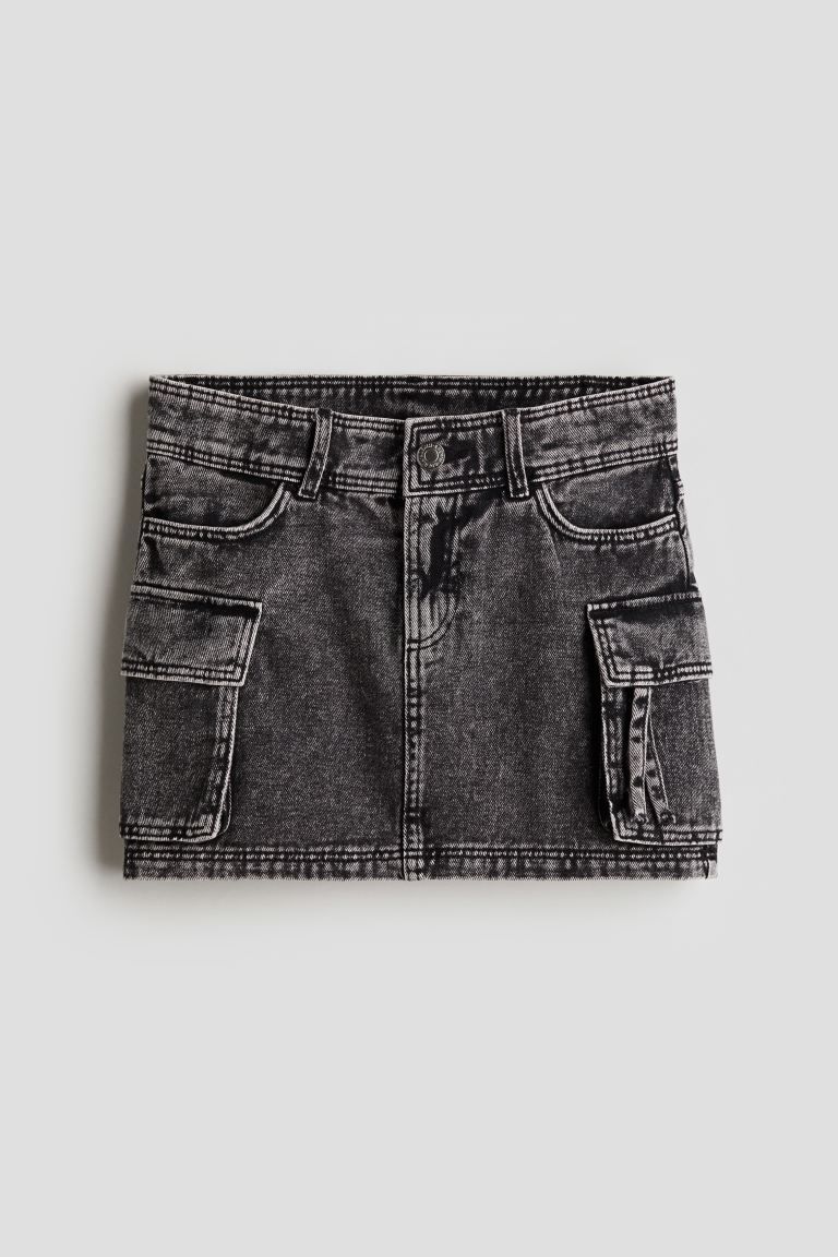 Cargo-style twill skirt - Regular waist - Short - Denim gray - Kids | H&M US | H&M (US + CA)