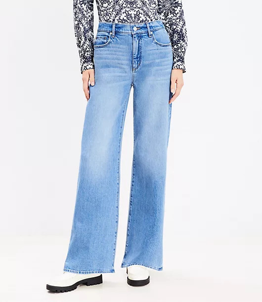 Loft High Rise Wide Leg Jeans in Bright Mid Indigo Wash | LOFT