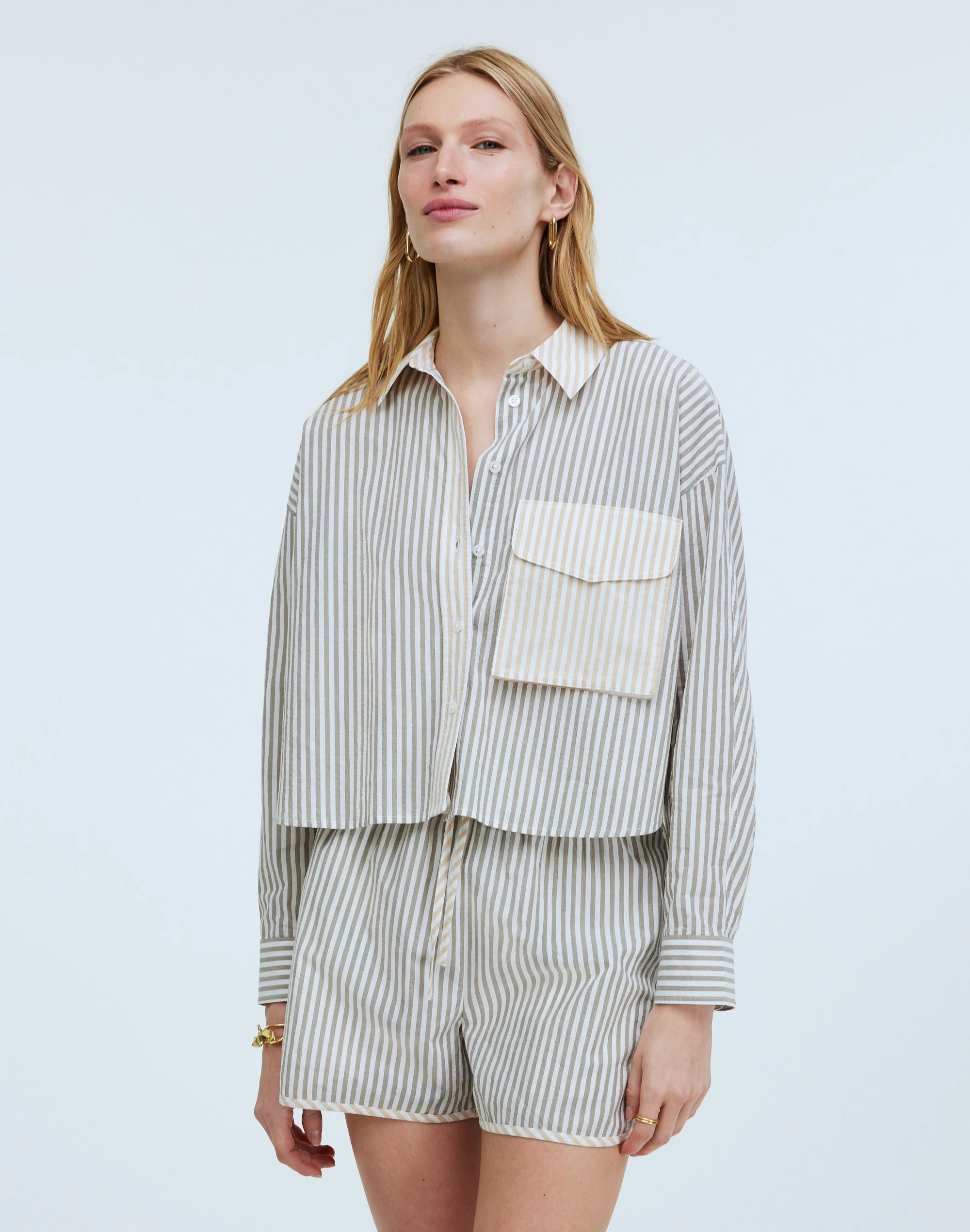 Flap-Pocket Crop Button-Up Shirt in Poplin | Madewell