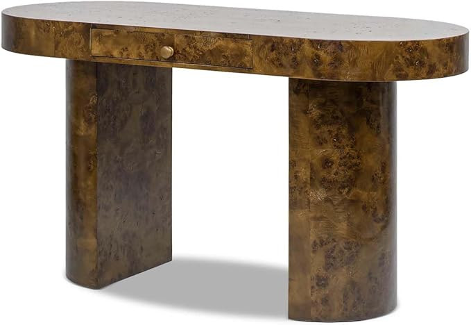 Jennifer Taylor Home Jesse 55.5" Single Drawer Oval Computer Desk, Dark Brown Burl Wood | Amazon (US)