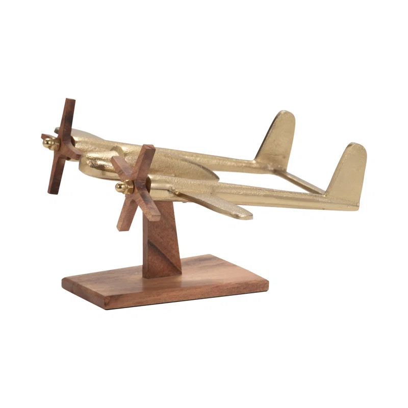 Vesta 11" W x 8" D x 5" H Hand Painted Aluminum Airplane Sculpture | Wayfair North America