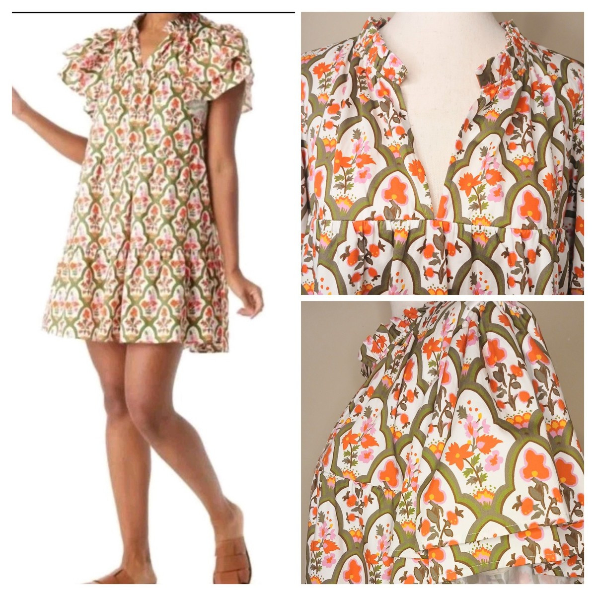 CROSBY by Mollie Burch Dress Sz XXL Floral Cotton Tiered Full A-line Tent Mini | eBay US