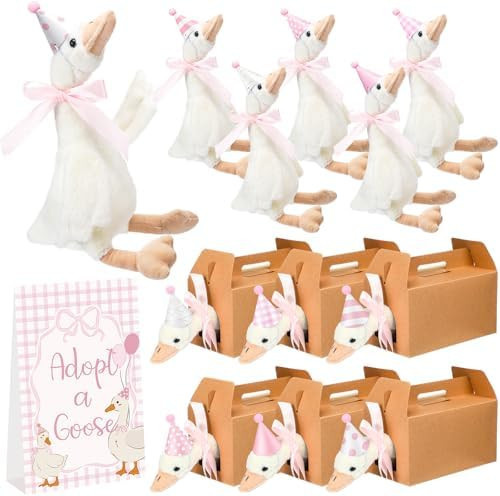 6 Set One Silly Goose Baby Shower Party Favors Swan Stuffed Animal Plush Toy with Paper Box and M... | Amazon (US)