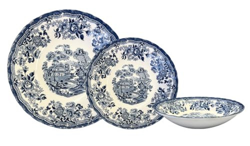 Churchill New Royal Wessex Tonquin Blue Chelsea 12 Piece Dinnerware Set, Made in England | Amazon (US)