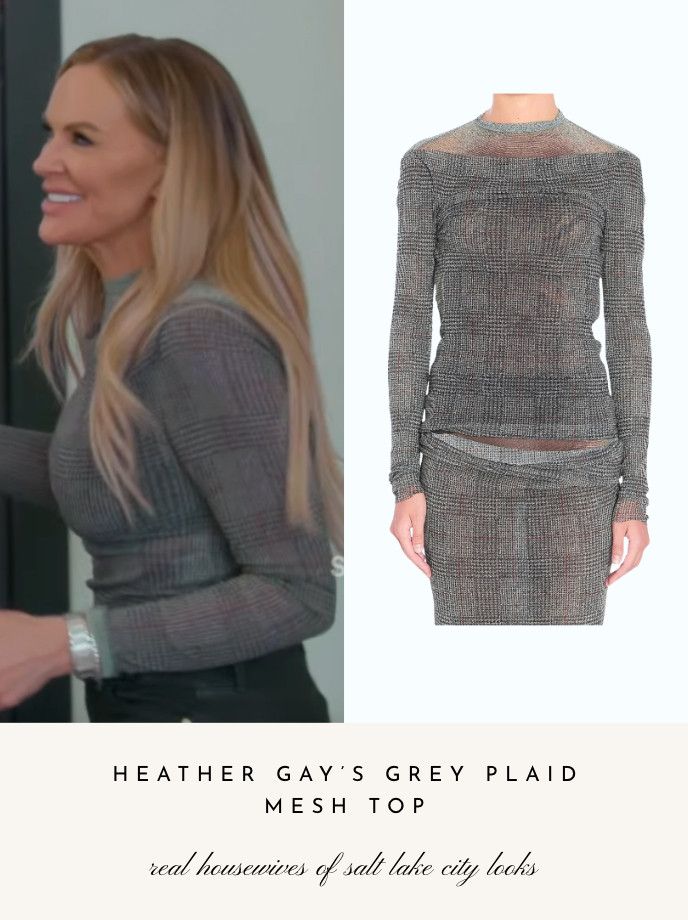 Heather Gay's Grey Plaid Mesh Top 

 