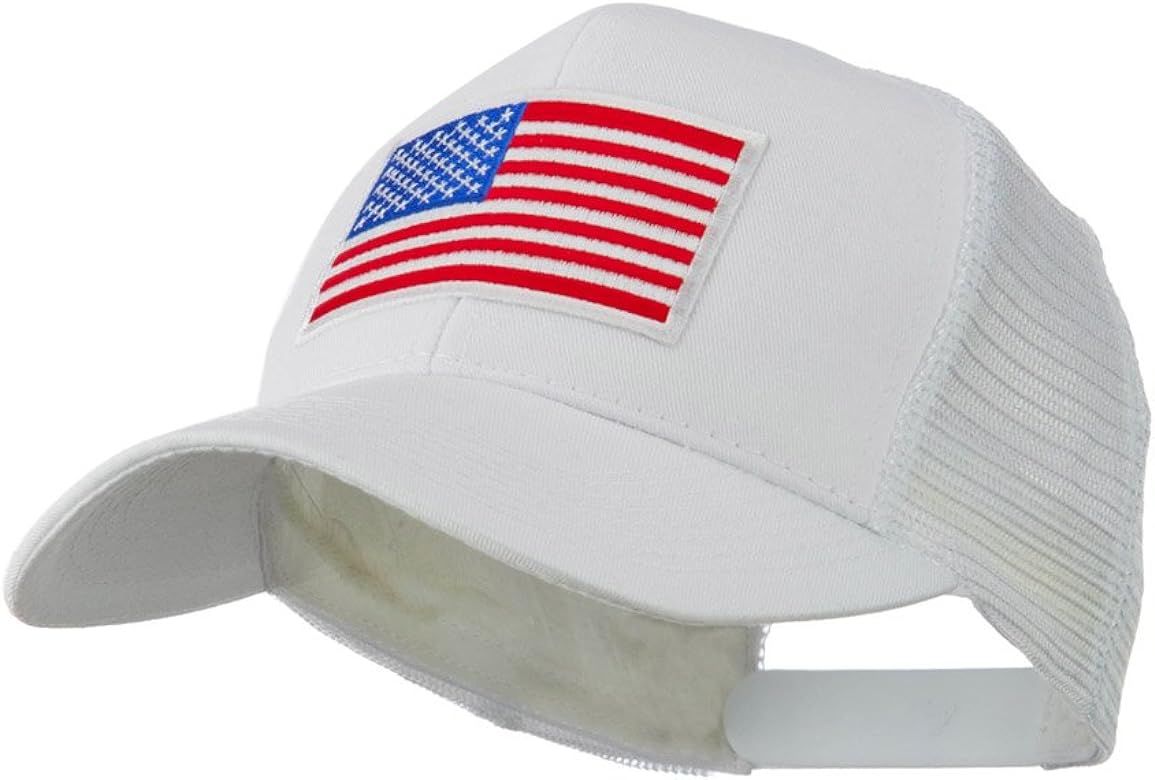 e4Hats.com 6 Panel Mesh American Flag White Patch Cap | Amazon (US)