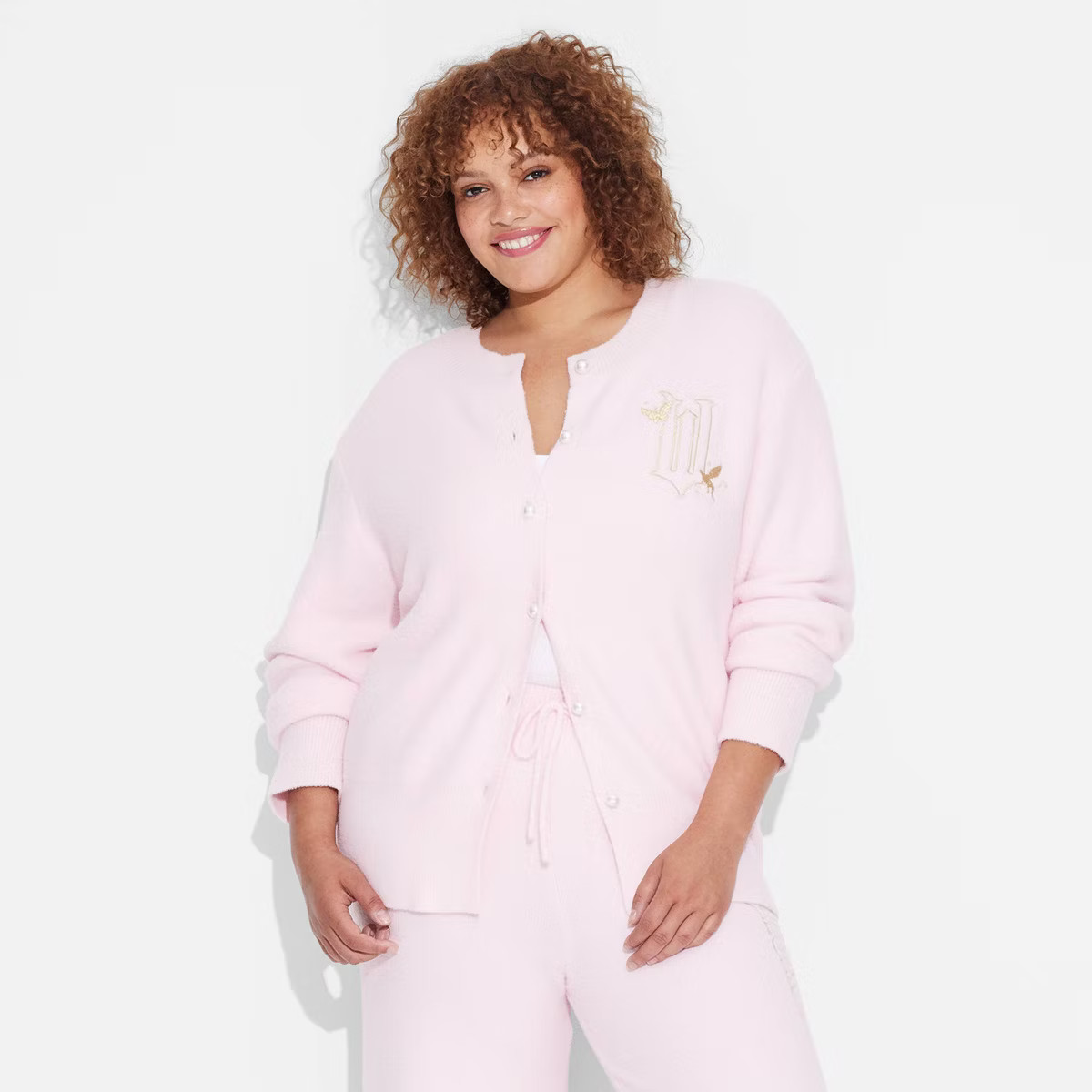 Adult Wicked Graphic Cardigan with Pearls - Light Pink | Target