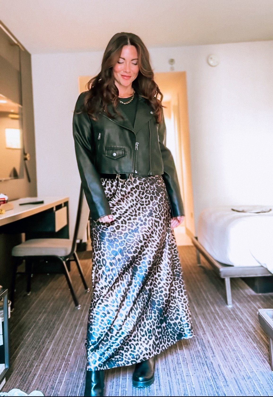 The best cheetah midi skirt, hands down!! And while I love the cheetah - I also bought it in brown because it’s so comfortable and versatile for fall. 

Amazon fashion. Fall trends. Leather jacket. Combat boots. Cheetah skirt  

#LTKFindsUnder50 #LTKStyleTip #LTKSeasonal